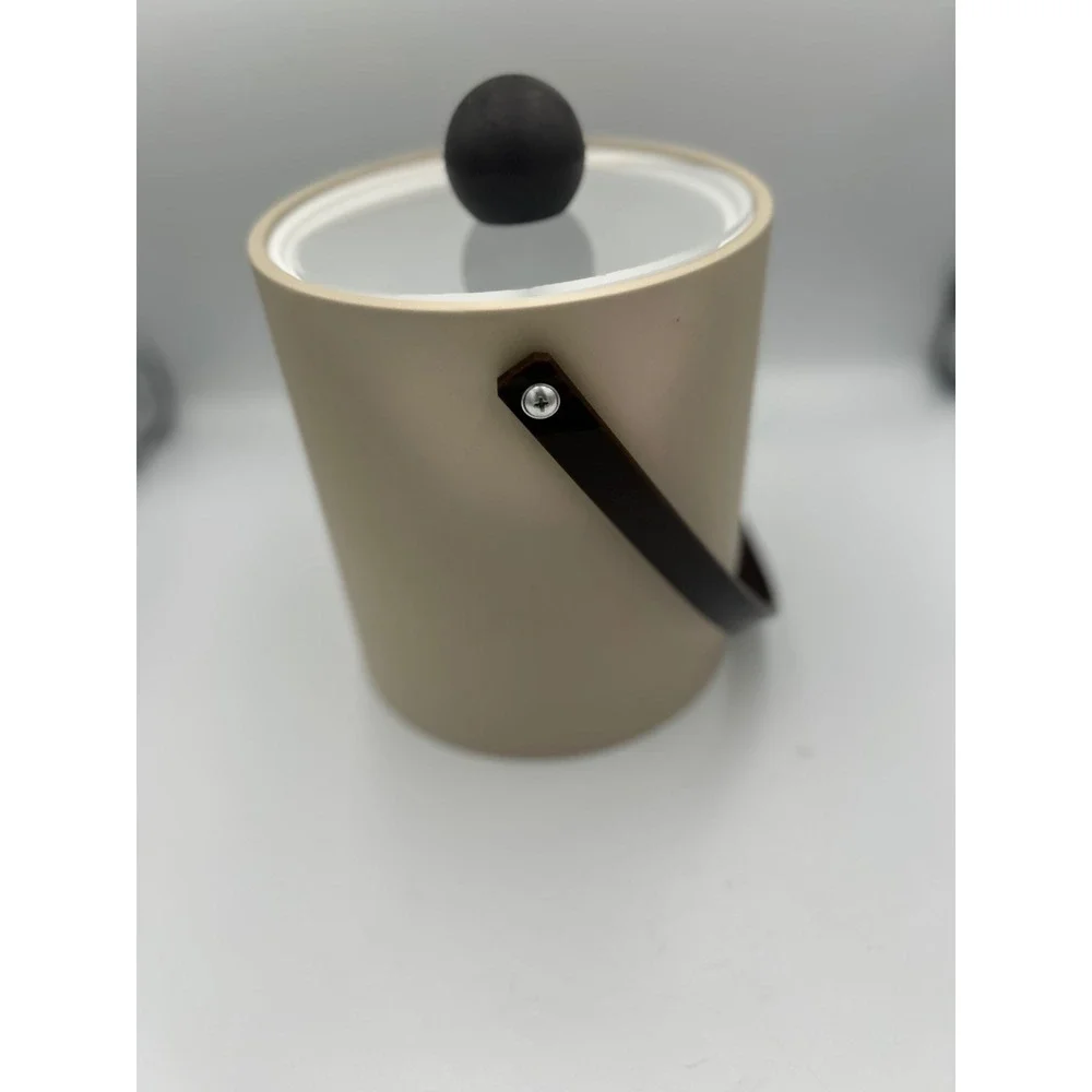 Morgan Vintage Insulated Ice Bucket Tan Beige MCM Barware with Lid and Handle